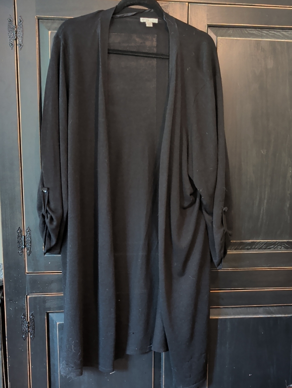 Classic Black Open-Front Trench Coat Cardigan